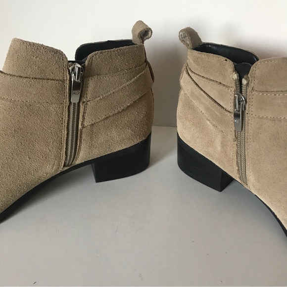 Marc Fisher 9.5 Natural Suede Beige Ireene Pointed Toe Strap Detail Ankle Boots. - Picture 5 of 14